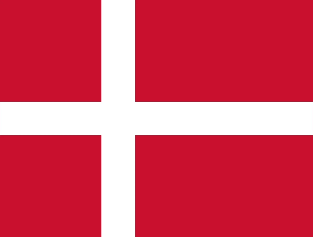 Danish flag design: a white Scandinavian cross on red, available in Hemptex® hemp or CiCLO® polyester