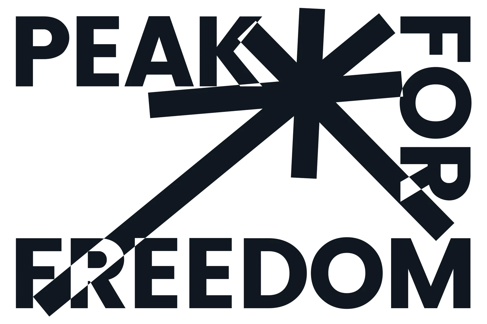 Peak For Freedom flag design in CiCLO® polyester: PEAK FOR FREEDOM in black on white, crossed by a black asterisk