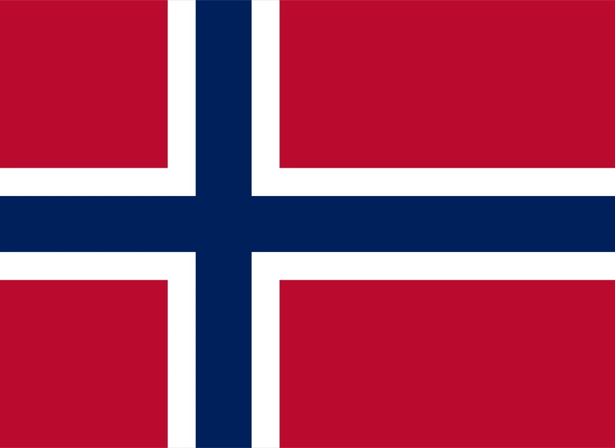 Norwegian flag design: a blue cross edged in white on red, available in Hemptex® hemp or CiCLO® polyester